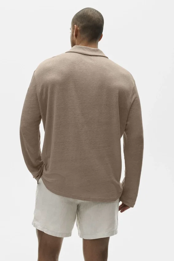 Leinen-Jersey-Pullover „Coastal“ mit Langarmshirts – Gravel