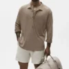 Leinen-Jersey-Pullover „Coastal“ mit Langarmshirts – Gravel
