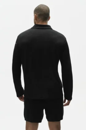 Leinen-Jersey-Pullover „Coastal“ mit Langarmshirts – Schwarz