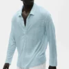 Leinen-Jersey-Pullover „Coastal“ mit Langarmshirts – Seaside Blue