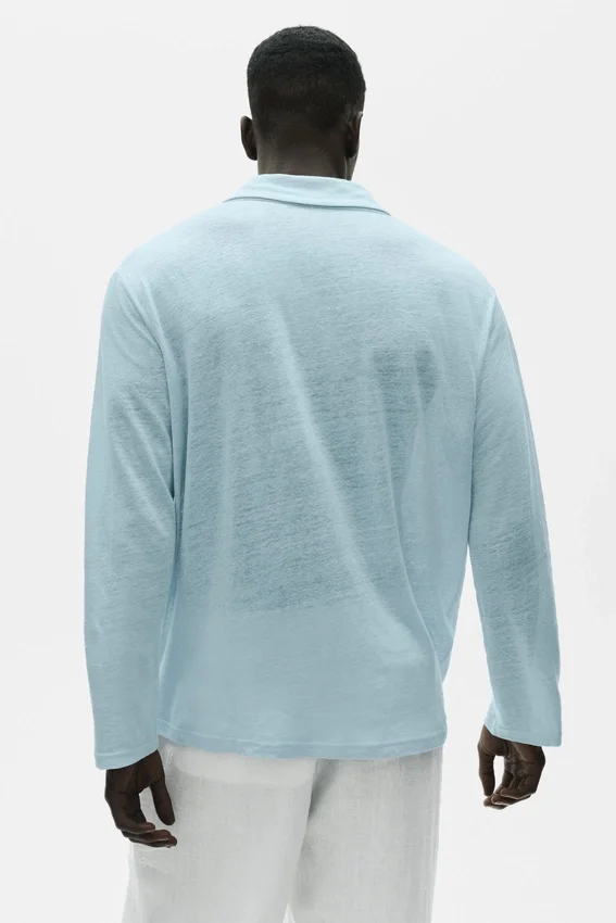 Leinen-Jersey-Pullover „Coastal“ mit Langarmshirts – Seaside Blue