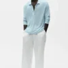 Leinen-Jersey-Pullover „Coastal“ mit Langarmshirts – Seaside Blue