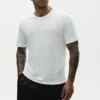 Leinen-Jersey-T-Shirt „Coastal“ mit Kurzarmshirts – Weiß