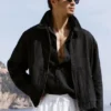 Linen Days Full-Zip-Jacke – Schwarz