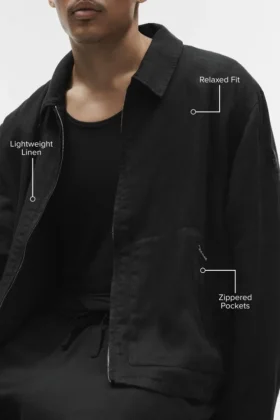 Linen Days Full-Zip-Jacke – Schwarz