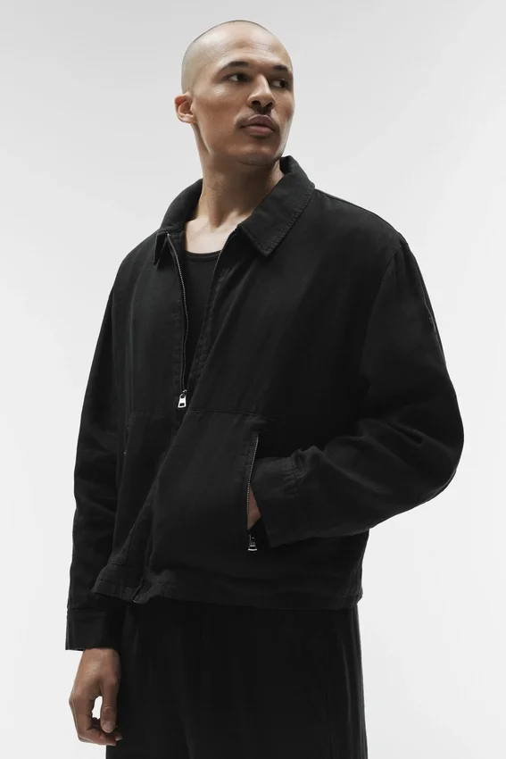 Linen Days Full-Zip-Jacke – Schwarz