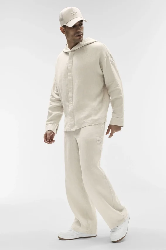Linen Days Hoodie mit Knopfleiste – Bone