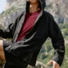 Linen Days Hoodie mit Knopfleiste – Schwarz