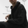 Linen Days Hoodie mit Knopfleiste – Schwarz