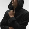 Linen Days Hoodie mit Knopfleiste – Schwarz