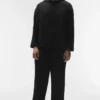 Linen Days Hoodie mit Knopfleiste – Schwarz
