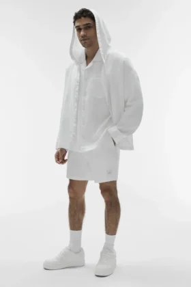 Linen Days Hoodie mit Knopfleiste – Weiß