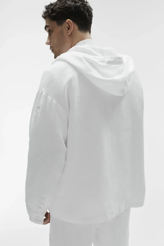 Linen Days Hoodie mit Knopfleiste – Weiß