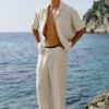 Linen Days Hose mit geradem Bein – Bone