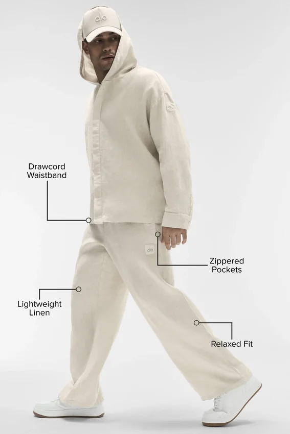 Linen Days Hose mit geradem Bein – Bone