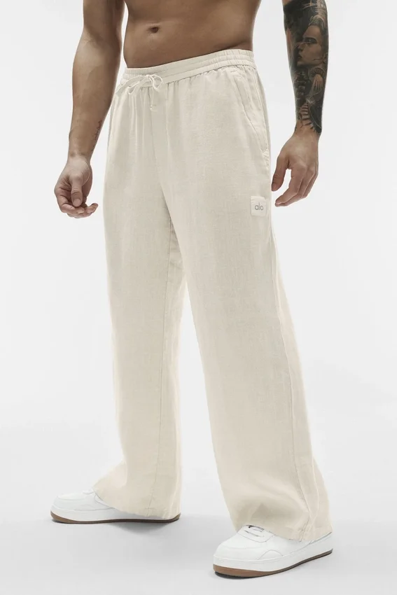 Linen Days Hose mit geradem Bein – Bone