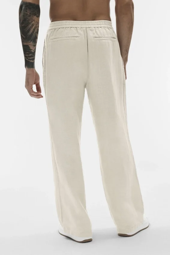 Linen Days Hose mit geradem Bein – Bone
