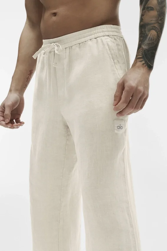 Linen Days Hose mit geradem Bein – Bone