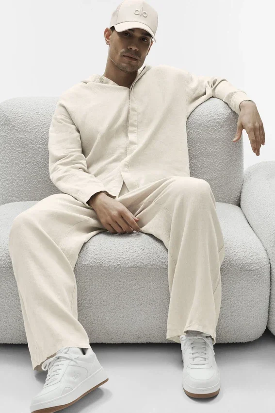 Linen Days Hose mit geradem Bein – Bone