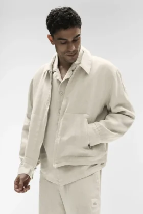 Linen Days Jacke mit durchgehendem Reißverschluss – Bone