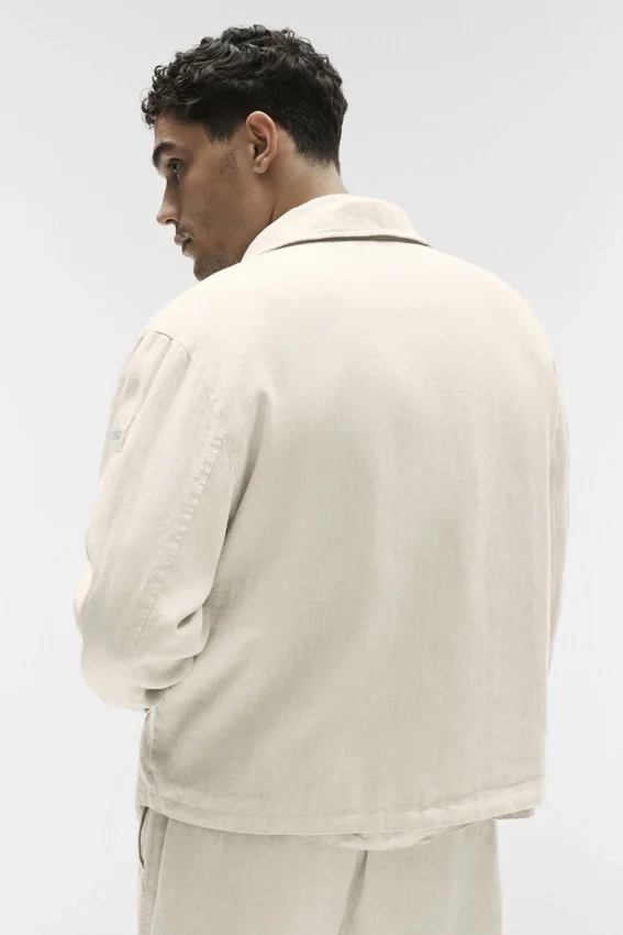 Linen Days Jacke mit durchgehendem Reißverschluss – Bone