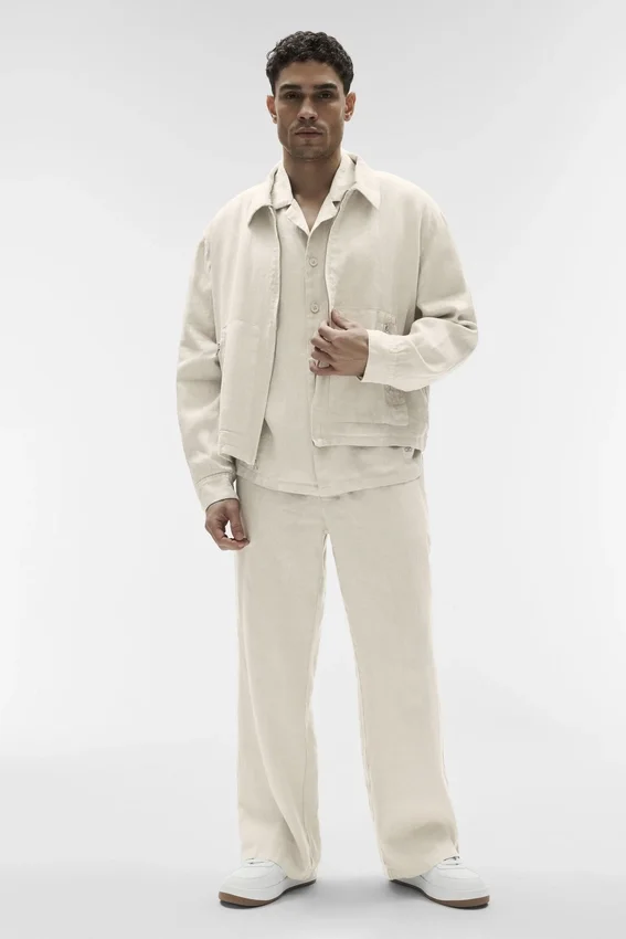 Linen Days Jacke mit durchgehendem Reißverschluss – Bone