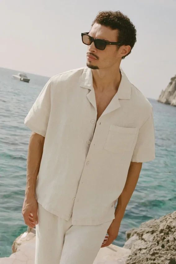 Linen Days Kurzarmshirt – Bone
