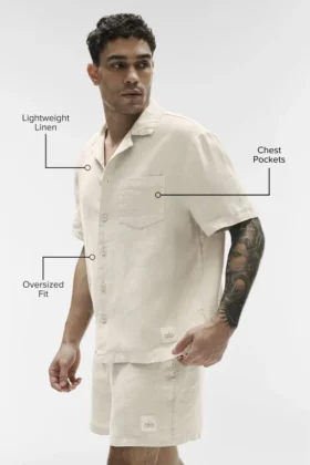 Linen Days Kurzarmshirt – Bone