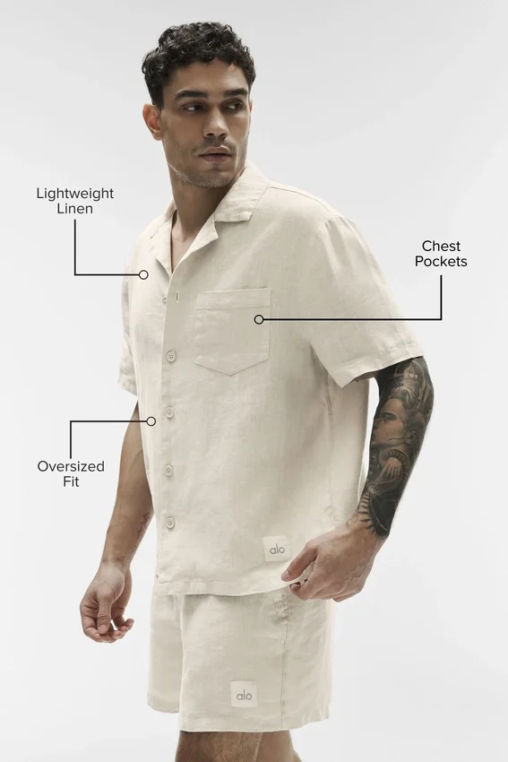 Linen Days Kurzarmshirt – Bone