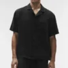 Linen Days Kurzarmshirt mit Knöpfen – Schwarz