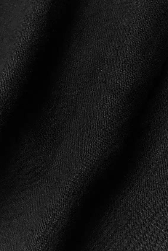Linen Days Kurzarmshirt mit Knöpfen – Schwarz
