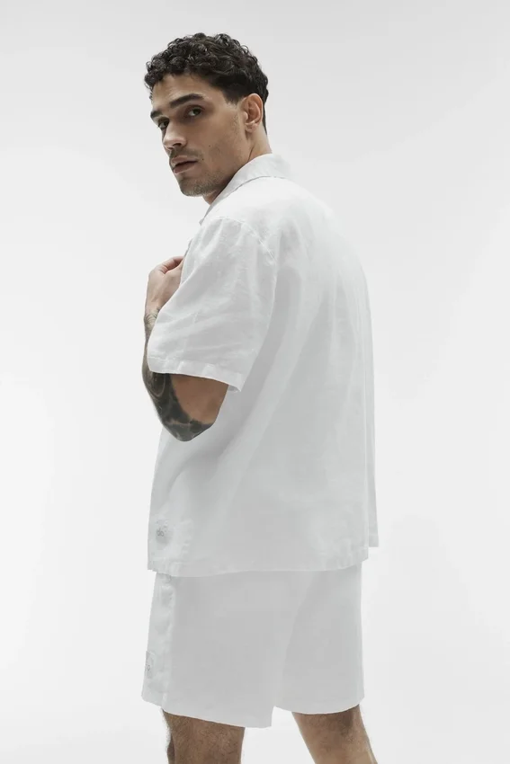 Linen Days Kurzarmshirt – Weiß