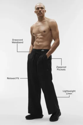 Linen Days Straight-Leg-Hose – Schwarz