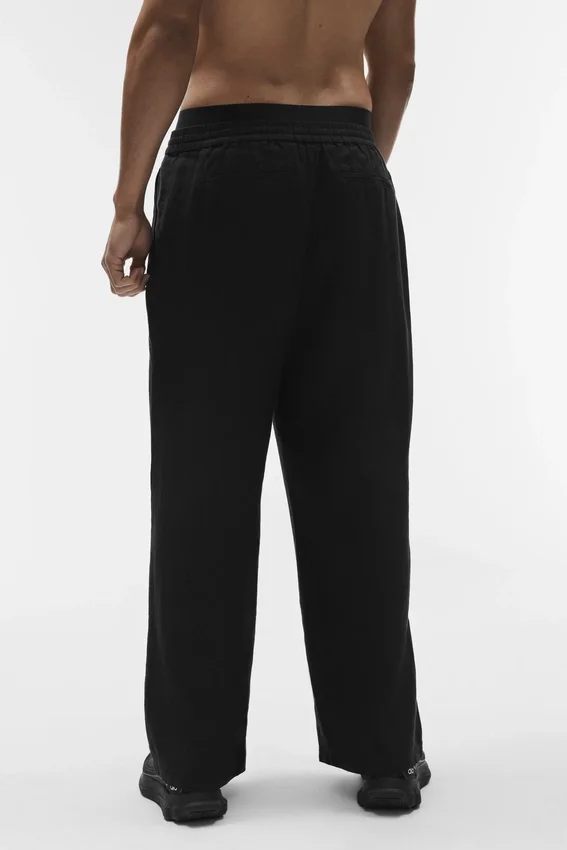 Linen Days Straight-Leg-Hose – Schwarz