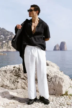Linen Days Straight Leg Hose – Weiß