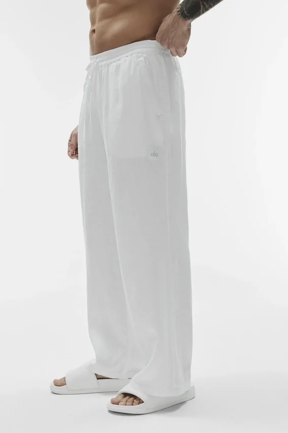 Linen Days Straight Leg Hose – Weiß