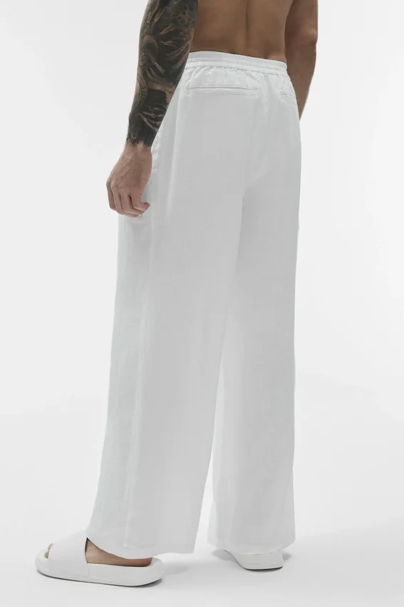 Linen Days Straight Leg Hose – Weiß