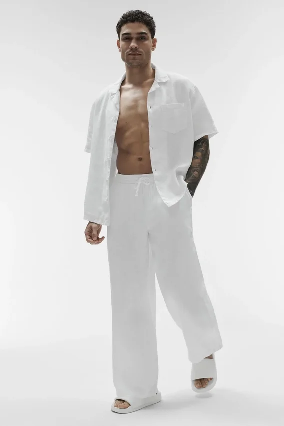 Linen Days Straight Leg Hose – Weiß