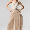 Linen Getaway Cargo-Hose mit weitem Bein – Macadamia