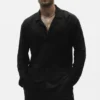 Linen Jersey Coastal Langarmshirt – Schwarz
