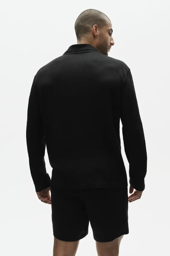 Linen Jersey Coastal Langarmshirt – Schwarz