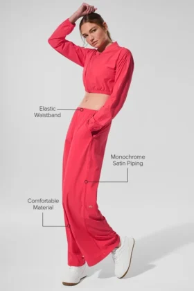 Luftige Hose mit weitem Bein (lang) – Candy Red