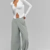 Luftige Hose mit weitem Bein (lang) – Lunar Grey