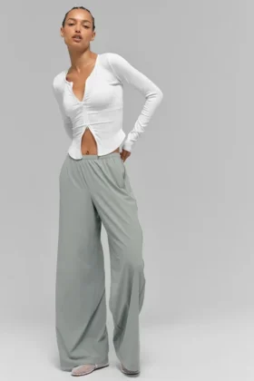 Luftige Hose mit weitem Bein (lang) – Lunar Grey