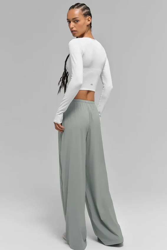 Luftige Hose mit weitem Bein (lang) – Lunar Grey