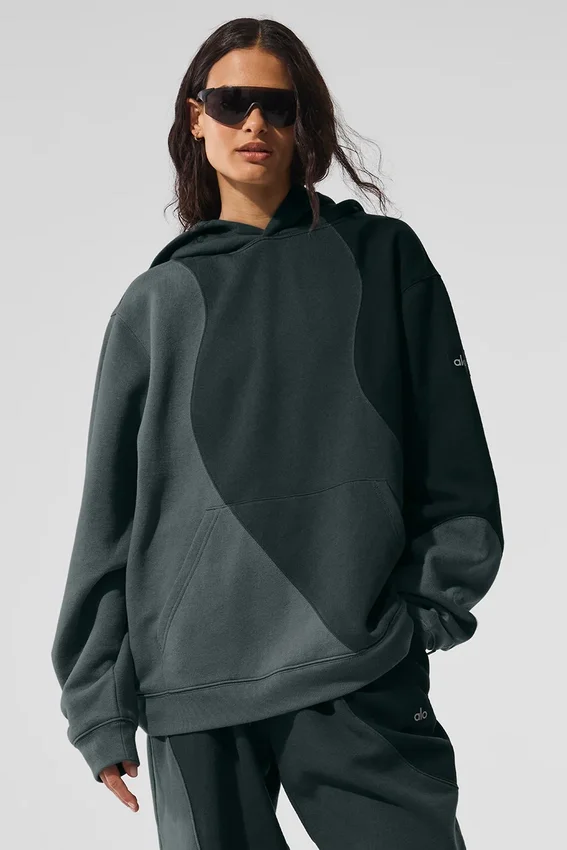 Make Waves Hoodie – Charcoal Green Tonal