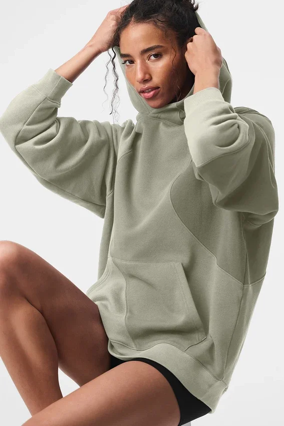 „Make Waves“-Hoodie – Kalkstein-Ton-in-Ton