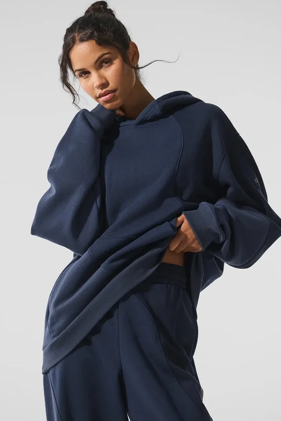 Make Waves Hoodie – Marineblau, Ton-in-Ton