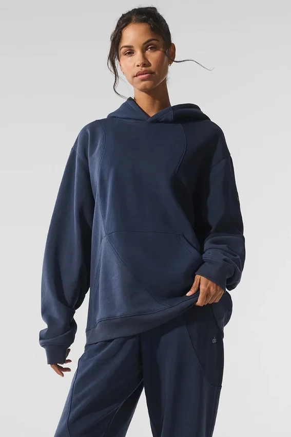Make Waves Hoodie – Marineblau, Ton-in-Ton