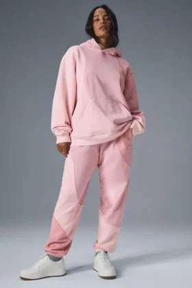 Make Waves Hoodie – Sonnenuntergangsrosa, Ton-in-Ton